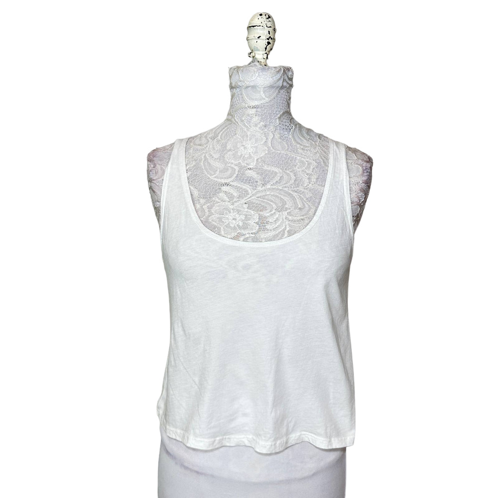 Groceries Apparel Scoop Neck Organic Cotton Tank Top White Women XS NWOT